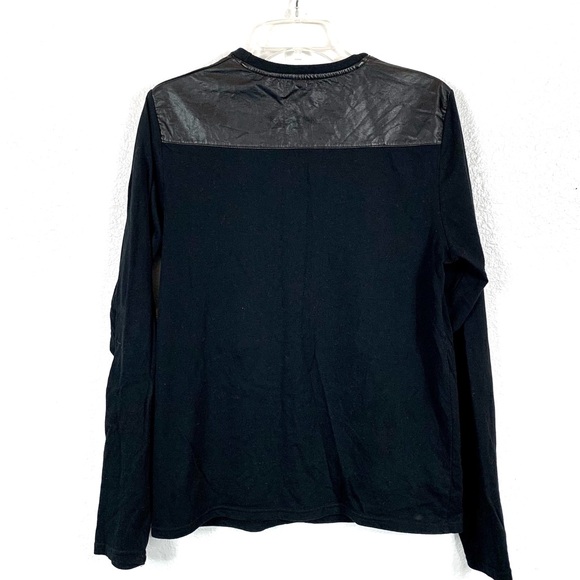 Black long sleeve shirt with faux across shoulders - Picture 3 of 6